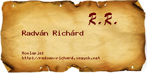 Radván Richárd névjegykártya
