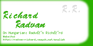 richard radvan business card